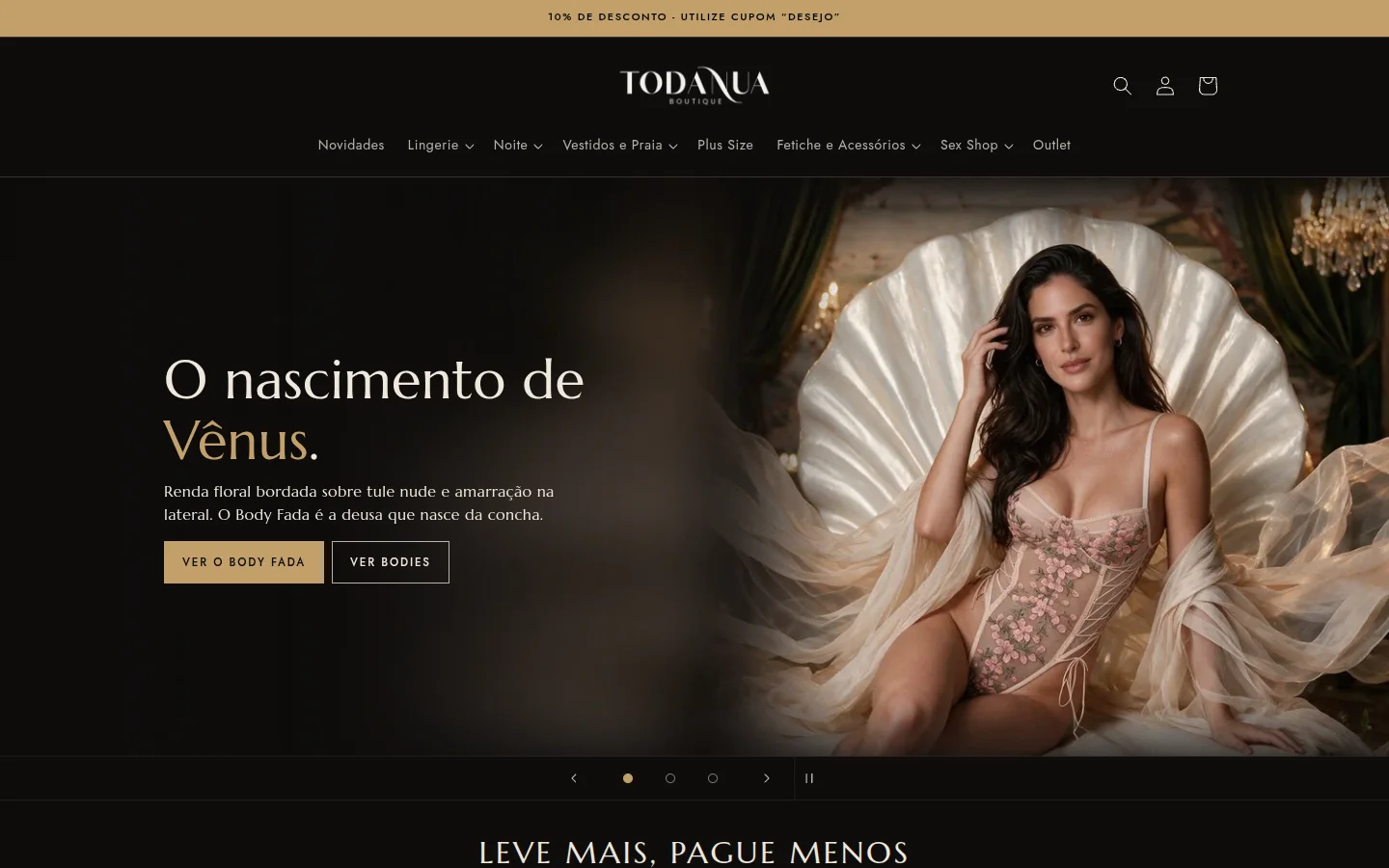 Tela de um notebook mostrando a loja online Todanua Boutique, um dos projetos do portfólio.